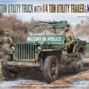 US Army ¼ Ton Utility Truck with ¼ Ton Utility Trailer & MP Figure